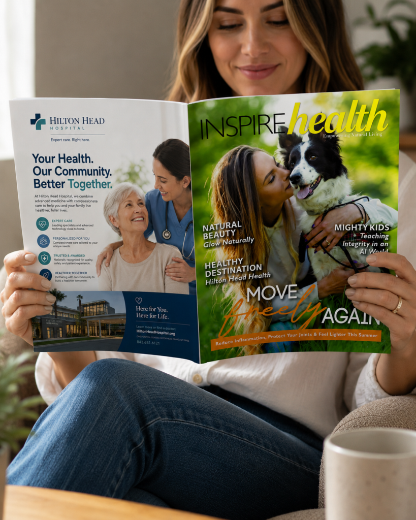 women holding inspire health magazine